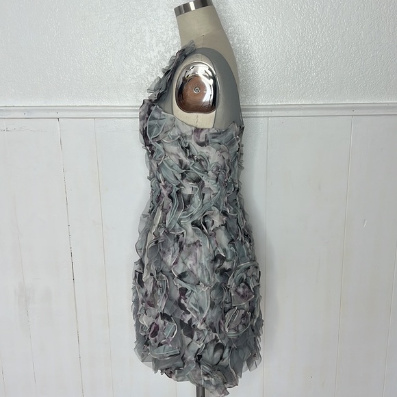 BCBGMaxAzria Gray Ruffled Cocktail Midi Dress - Picture 5 of 8